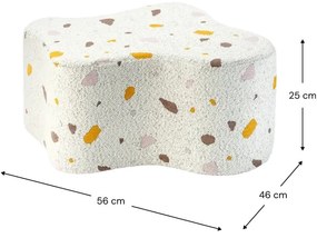 Biely detský puf z textílie buklé/ženilkový Terrazzo Cloud – Wigiwama