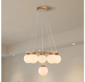 Brilagi - Luster na lanku VISBY WOOD 6xE27/60W/230V priemer 58 cm kaučukovník