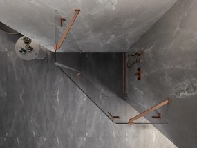 Mexen Lunar, päťuholníkový sprchový kút s pravým sklonom 80 x 80 cm, 8mm číre sklo, profil medená matná, 831-080P-080L-65-00-P