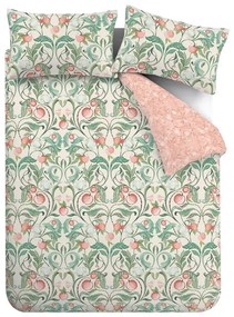 Zeleno-ružové obliečky na dvojlôžko 200x200 cm Clarence Floral - Catherine Lansfield