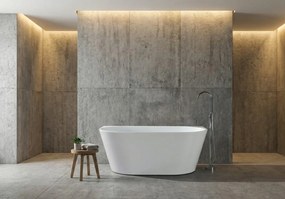 Erga Norah, voľne stojaca vaňa ku stene 170x78 cm + odtoková zátka, biela lesklá, ERG-NORAH-170078-WH-WH