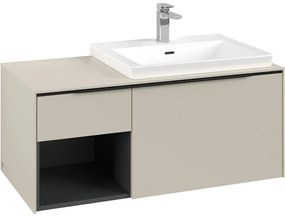 VILLEROY &amp; BOCH Subway 3.0 závesná skrinka pod umývadlo (umývadlo vpravo), 2 zásuvky + regálový prvok, 1001 x 516 x 422,5 mm, Cashmere Grey, C57101VN