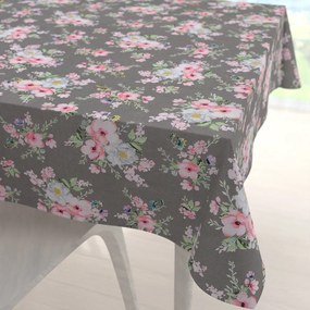Biante Bavlnený štvorcový obrus Sandra SA-553 Ružové kvety na sivom 60x60 cm