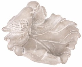 Betónové napájadlo pre vtáčiky List, sivá, 21 x 17 x 9 cm
