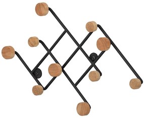 Nástenný vešiak a háčikmi Gc5014 Čierna/Prirodzené