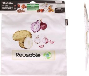 QUTTIN Vrecko na zemiaky, cibuľu alebo cesnak, REAUSABLE biely 39,5 x 35cm