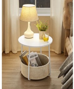 Odkladací stolík NOIRA biela/svetlohnedá