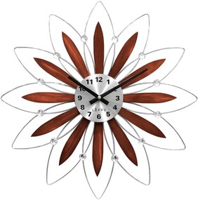 Drevené strieborné hodiny Lavvu Crystal Flower LCT1114, 50 cm