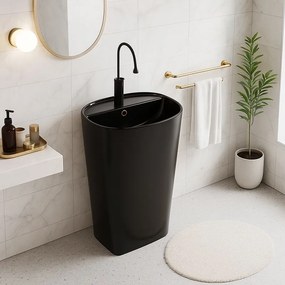 BPS-koupelny Voľne stojace keramické umývadlo HYD-CO-BL-490 49x38 cm, čierne