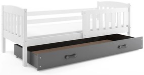 Interbeds Jednolôžková posteľ Kubus2 biela 190x80 s matracom a šuplíkom - grafit