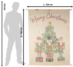 Béžová nástenná mapa s Luskáčikmi Merry Christmas - 120*2*150 cm