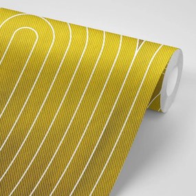 Tapeta horčicový vzor dúhy Mid-Century