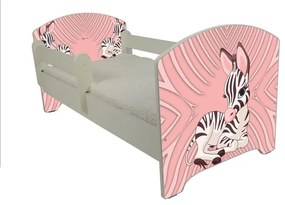 Raj posteli Detská posteľ "Ružová zebra" Oskar biela