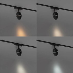 Moderné čierne bodové svetlo pre 1-fázový koľajnicový systém vrátane LED - Magnetic Eggy
