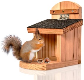 Kŕmidlo pre veveričky, plochá strecha, cédrové drevo, bitúmen, neopracované
