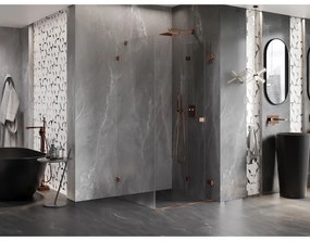 Mexen Lunar-F, 1-krídlový sprchový kút so skladacími dverami, pravý, 70 x 70 cm, 8mm číre sklo, ružové zlato profil, 836-070-070-60-00-P