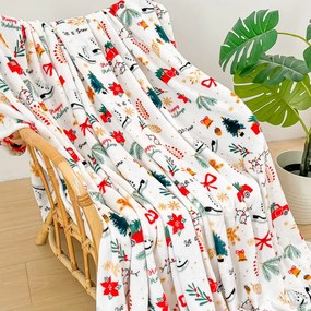 Vianočná deka CHRISTMAS biela Rozmer: 200x220 cm