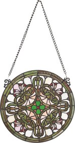 Sklenený okrúhly závesný Tiffany panel - Ø 30*1 cm