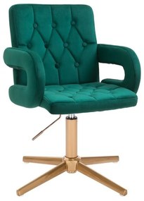 LuxuryForm DESIGN Stolička BOSTON VELUR na zlatom kríži - zelená