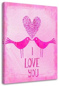 Gario Obraz na plátne Dvaja vtáci na ružovom pozadí s nápisom I Love You - Andrea Haase Rozmery: 40 x 60 cm