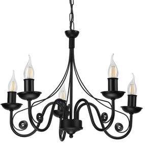 Luster na reťazi DONATO 5xE14/40W/230V čierna
