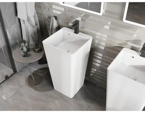 Mexen Neva, voľne stojace umývadlo z konglomerátu 45x45x82 cm, biela matná, 26614500