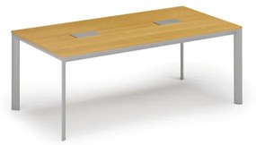 Stôl INVITATION 2000 x 1000 x 740, buk + 2x stolná zásuvka TYP V, strieborná