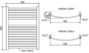 Mexen Helios, vykurovacie teleso 800x600 mm, 355 W, zlatá lesklá, W103-0800-600-00-50