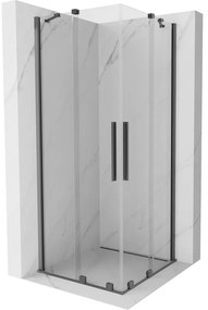 Mexen Velar Duo, sprchový kút s posuvnými dverami 90 x 90 cm, 8mm číre sklo, brúsený grafit, 871-090-090-02-95