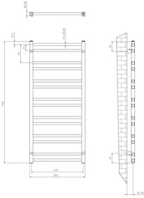 Sapho - Kúpeľňový radiátor METRO DOS 343W/230V 50x110 cm lesklý chróm