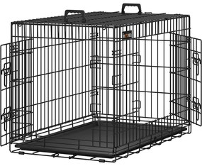 Skladacia klietka pre psa s 2 dvierkami, prepravka pre psa L, 92,5 x 57,5 x 64 cm, čierna