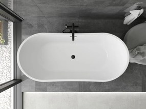 Mexen Montana, voľne stojaca vaňa 180 x 90 cm, biela-čierna, čierny matný prepad, 52011809075-70