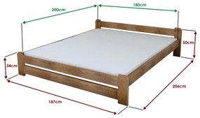 Posteľ Emily 180 x 200 cm, dub Rošt: S lamelovým roštom, Matrac: Matrac Somnia 18 cm