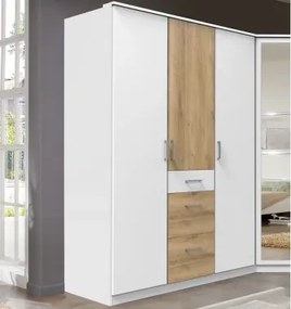 Šatníková  skriňa bez zrkadla Click, 135 cm, biela/doskový dub%