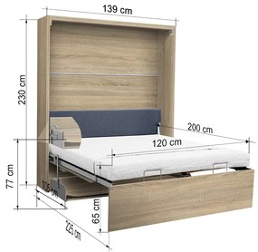 Nabytekmorava MOTOROVÁ VÝKLOPNÁ POSTEĽ so stolom VS 21070 - 120 farba lamina: orech lyon 9614