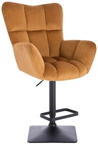 LuxuryForm DESIGN Barové kreslo AURORA VELUR na čiernej hranatej podstave - hnedé