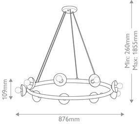 Kichler KL-PALTA9-CPZ - Závesný luster PALTA 9xE14/40W/230V, zlatý