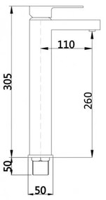 Mexen CUBE - Vysoká umývadlová batéria, čierna, 72910-70