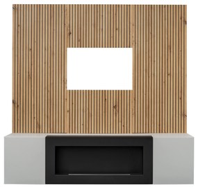 Obývacia stena Xavus L2-K (perla grey + dub artisan) (s bio krbom). Vlastná spoľahlivá doprava až k Vám domov. 1118834