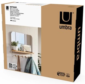 Biely prírodný nástenný vešiak z bukového dreva s poličkou Estique - Umbra