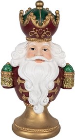 Červeno-zlatá vianočná dekorácia busta Santa Claus - 15*10*26 cm