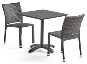 Zostava nábytku: Stôl Piazza + 2 ratanové stoličky Aston, šedé
