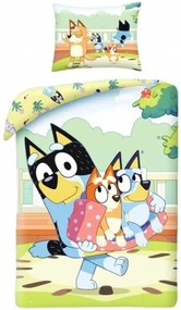 Bavlnené posteľné obliečky Bluey - motív Rodinná pohoda v parku - 100% bavlna - 70 x 90 cm + 140 x 200 cm