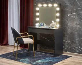 Toaletní stolek HOLLYWOOD s LED osvětlením 94 cm černý