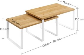 Set dvoch stohovateľných poličiek bambusové AUK-E1002 WT (2 ks)