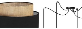 Závesné svietidlo Boho Spider, 5x jutové/čierne textilné tienidlo