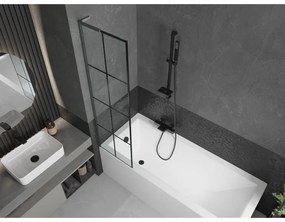 Mexen Next L, 1-krídlová vaňová zástena 50 x 150 cm, 6mm číre sklo-čierny vzor, grafitový profil, 895-050-000-03-77-66