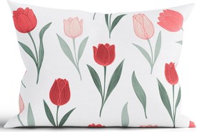 Bavlnená obliečka na vankúš Renforcé 50 × 70 cm - Kvety tulipánov červené