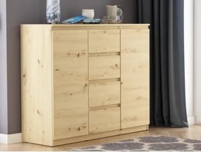 Široká komoda so 4 zásuvkami Carlos, dub artisan, 120 cm%