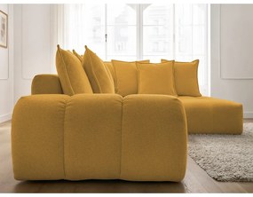 Ženilková rozkladacia/s úložným priestorom rohová pohovka v horčicovej farbe (pravý roh/do L) Everest – Bobochic Paris